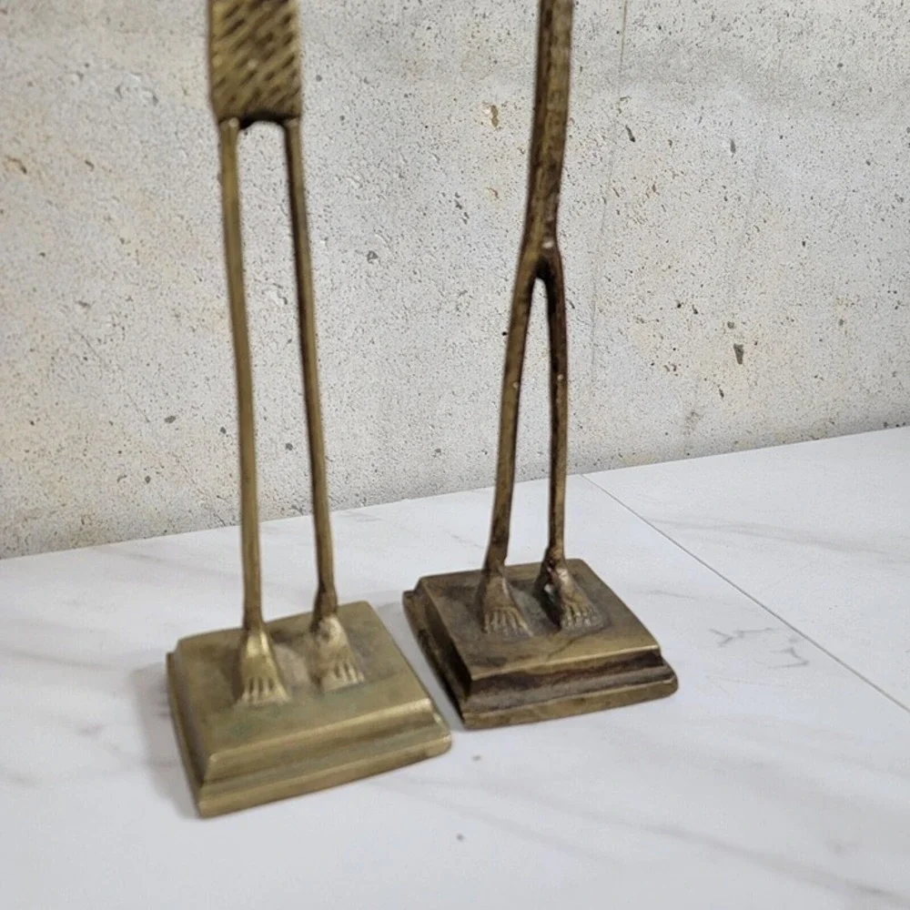 Set MID CENTURY AFRICAN BRONZE ELONGATED‎ MAN SCULPTURE STATUE GIACOMETTI STYLE